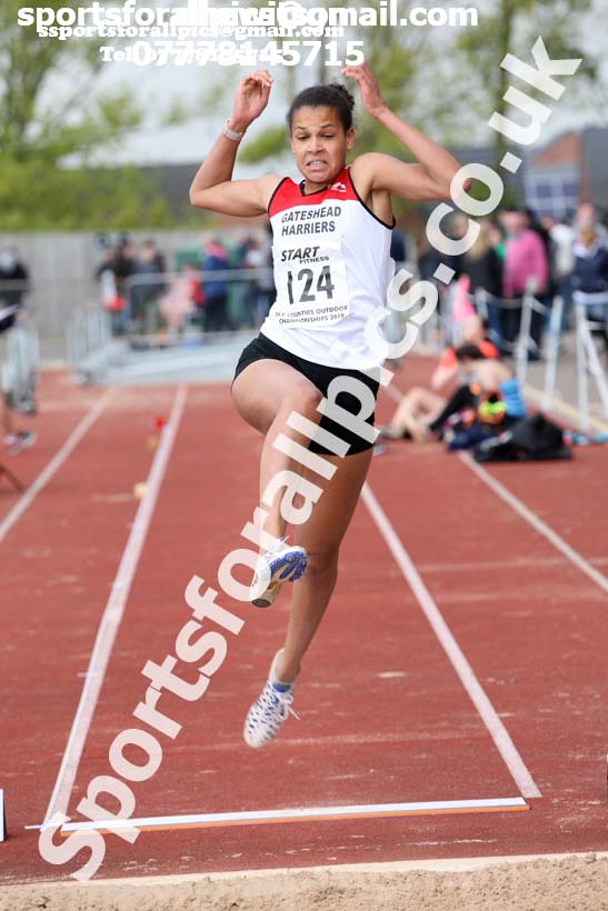 Womens under-20s long jump, 2019 North Eastern Track and Field Champs., Middlesbrough. Photo:  David T. Hewitson/Sports for All Pics